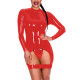 Long Sleeve Mock Neck Exotic Baring Dress Women Sexy Spanking Mini Dress Exoric Open Crotch Bodycon Dress Novelty Sexy Coatume