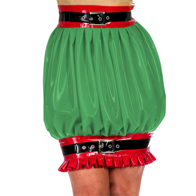 Women Chic Novelty Frill Skirts for Ruffled Hems Mini Skirt Shiny PVC Leather Pleated Slim Fit Skirt Elegant Women Match Bottoms