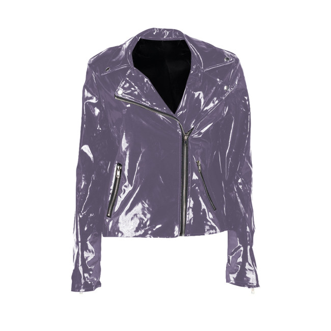 Gothic Coat Women Winter Jacket PVC Leather Hip Hop Party Long Sleeve Jackets Cool Front Zipper Slim Fit Coat Women Streetwear