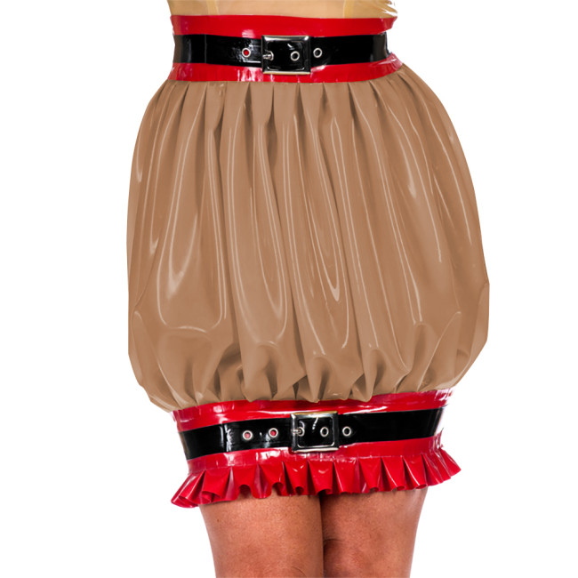 Women Chic Novelty Frill Skirts for Ruffled Hems Mini Skirt Shiny PVC Leather Pleated Slim Fit Skirt Elegant Women Match Bottoms