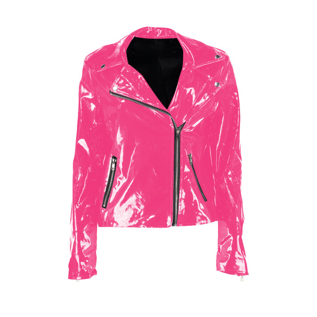 Gothic Coat Women Winter Jacket PVC Leather Hip Hop Party Long Sleeve Jackets Cool Front Zipper Slim Fit Coat Women Streetwear