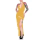 Fashion Halter High Split Maxi Dress for Women Elegant Sleeveless V-neck Sheath Dress Wrap Hips Bodycon Robe Banquet Venue Gown