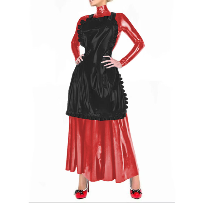 French Maid Cosplay Costumes Women Long Sleeve Maxi Dress with Apron Anime Cosplay Sissy Sexy Costumes Maid Cross Dressing 7XL