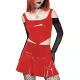 Plus Size Two Piece Set Women Sexy Costume Vinyl PVC Leather Crop Top and A-line Mini Skirt Set Sissy Fetish Clothing Streetwear