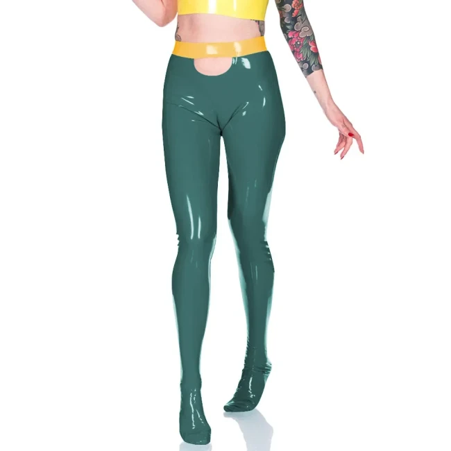 Women Skinny Tights High Waist Slim Fit Pants Elastic Waistband Leggings Patent PVC Leather Bodycon Trousers Office Lady Bottoms