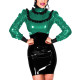 Cocktail Party Elegant Womens Dress Sets Ruffled Long Sleeve Blouse and High Waist Bodycon Skirt Evening Prom PVC Dress Outfits