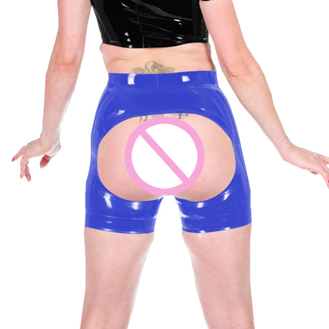 Erotic Spanking Short Leggings Latex Look Women Exotic Fetish Wear Sexy Ravely Party Pole Dance Appreal Novelty Expose Ass Pants