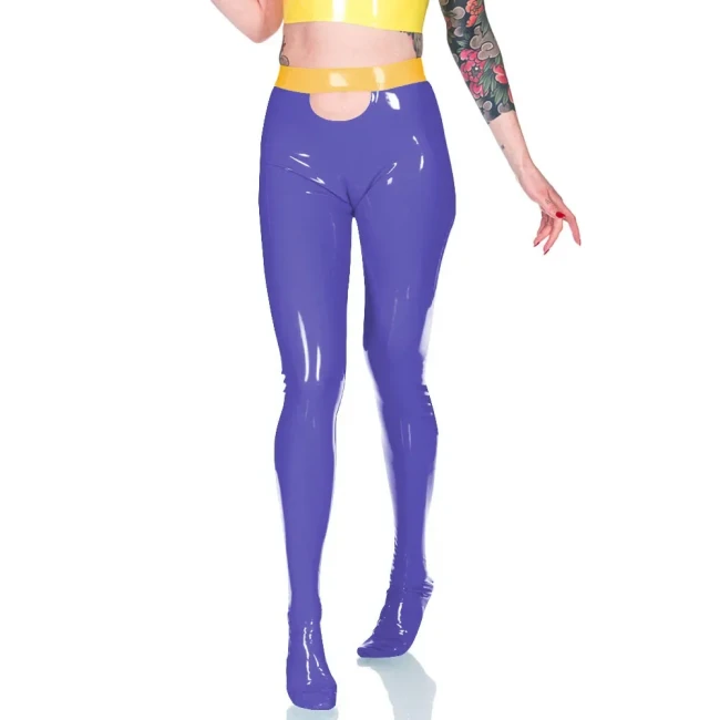 Women Skinny Tights High Waist Slim Fit Pants Elastic Waistband Leggings Patent PVC Leather Bodycon Trousers Office Lady Bottoms