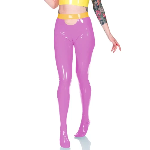 Women Skinny Tights High Waist Slim Fit Pants Elastic Waistband Leggings Patent PVC Leather Bodycon Trousers Office Lady Bottoms