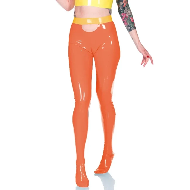 Women Skinny Tights High Waist Slim Fit Pants Elastic Waistband Leggings Patent PVC Leather Bodycon Trousers Office Lady Bottoms