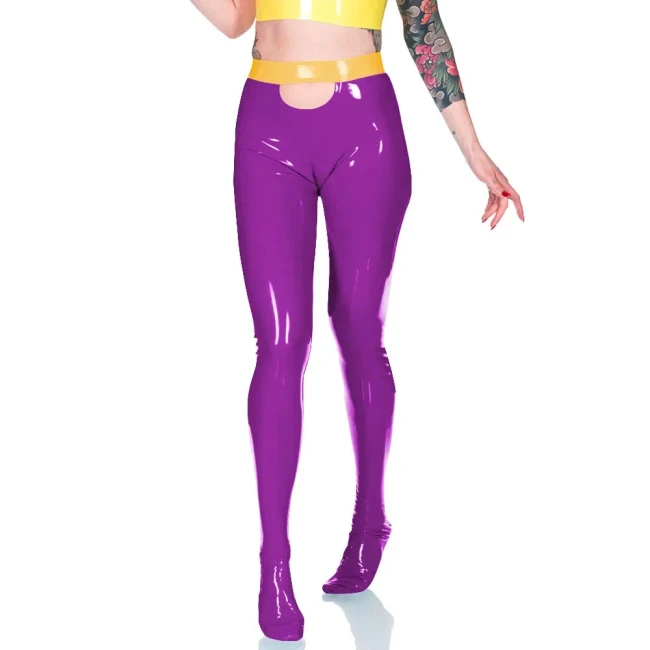 Women Skinny Tights High Waist Slim Fit Pants Elastic Waistband Leggings Patent PVC Leather Bodycon Trousers Office Lady Bottoms