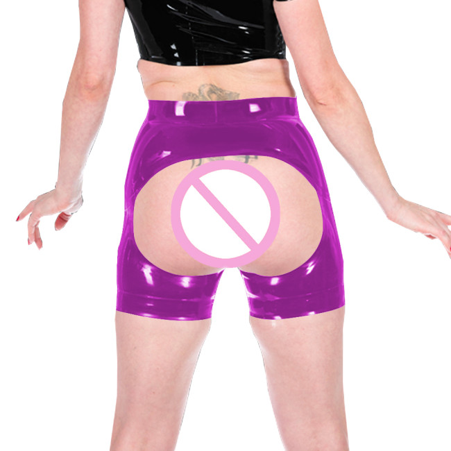 Erotic Spanking Short Leggings Latex Look Women Exotic Fetish Wear Sexy Ravely Party Pole Dance Appreal Novelty Expose Ass Pants
