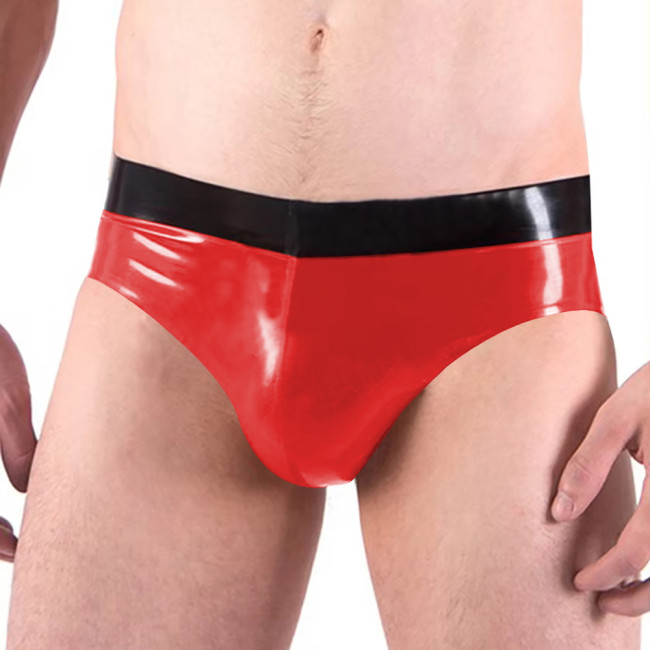 Novelty Unisex Adult Sexy Panties PVC Leather Patchwork Bodycon Low Waist Faux Latex Briefs Party Club Sissy Panties Men Bottoms
