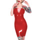 Chic Spaghetti Slip Mini Dress Sexy Shiny PVC Leather Lace-up Deep V-neck Bodycon Dress Elegant Women Fashion High Street Wear