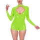 Fetish Lingerie Sexy Bodysuits Shiny PVC Leather Chest Hollow Mock Neck Bodycon Bodysuit Party Pole Dancing Open Crotch Rompers