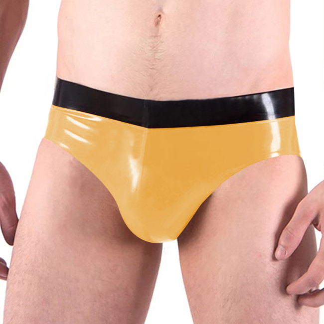 Novelty Unisex Adult Sexy Panties PVC Leather Patchwork Bodycon Low Waist Faux Latex Briefs Party Club Sissy Panties Men Bottoms