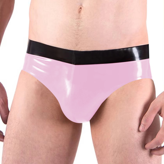 Novelty Unisex Adult Sexy Panties PVC Leather Patchwork Bodycon Low Waist Faux Latex Briefs Party Club Sissy Panties Men Bottoms