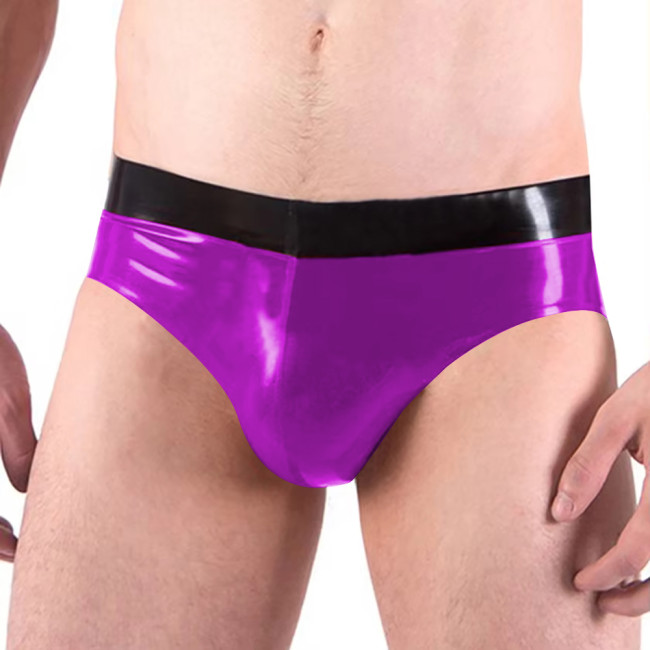 Novelty Unisex Adult Sexy Panties PVC Leather Patchwork Bodycon Low Waist Faux Latex Briefs Party Club Sissy Panties Men Bottoms