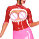 Half Sleeve Turtleneck Back Zip Punk Style Tops Exotic Open Bust Ruffled Blouse Mistress Ravely Party Exotic Bare Chest Costume