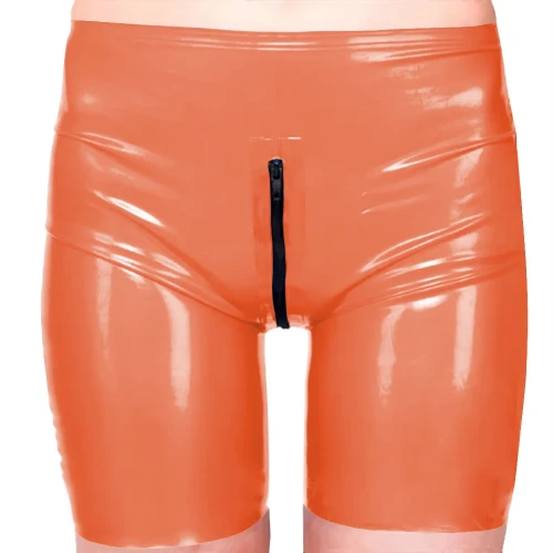 Women Mens Fetish Bodycon Faux Latex Pants Zipper Open Crotch Short Pants PVC Leather Sissy Lingerie Hotpants Exotic Dancewear