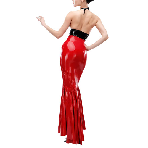Sexy Trumpet High Split Wrap Hip Skirts Elegant PVC Shiny Leather Mermaid Skirts for Women Wetlook Fashion Holiday Party Outfits