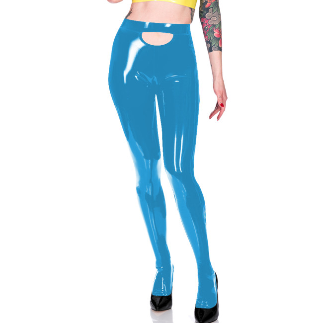 Women Shiny PVC Leather Solid Color Skinny Tights Slim Fit Fitness Leggings Office Ladies Fashion Casual Daily Match Bottoms
