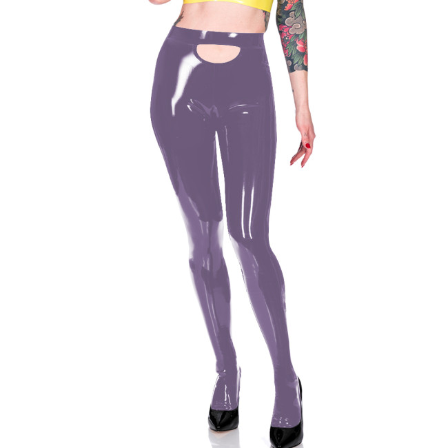 Women Shiny PVC Leather Solid Color Skinny Tights Slim Fit Fitness Leggings Office Ladies Fashion Casual Daily Match Bottoms