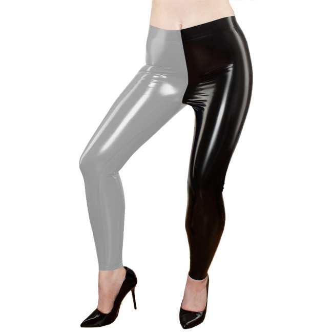 Patchwork Women Pants Sexy Elastic Waist Bodycon Pencil Pants Shiny PVC Leather Casual Slim Fit Outdoor Joggers Stretchy Capris
