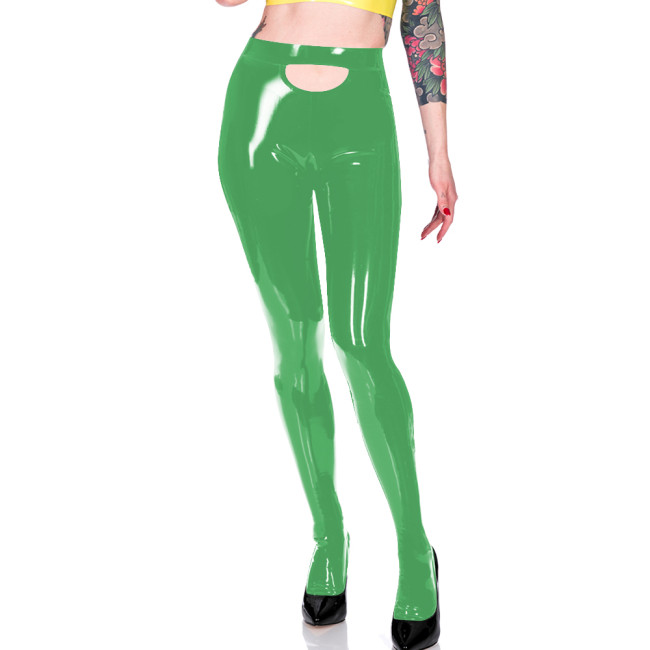Women Shiny PVC Leather Solid Color Skinny Tights Slim Fit Fitness Leggings Office Ladies Fashion Casual Daily Match Bottoms