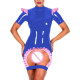 Women Exotic Crotchless Bodycon Mini Dress Ruffle Trim Short Sleeve Mock Neck Skiny Dress Fashion Sexy Frill Open Crotch Vestido