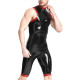 Patchwork Man Bodycon Bodysuits Latex Look Fetish Skintight Catsuit High Neck Sleeveless Back Zip Slim Teddies Sexy Club Attire