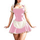 Sweet Kawaii Lolita Maid Cosplay Sets Shiny PVC Leather Sleeveless Min Dress French Maid Outfit Role Play Maid Cross Dressing