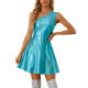 Sexy Inclined Shoulder Slim Fit Mini Dress Laser Metallic Women Slim Waist A-line Dress Party Club Sleeveless Women Short Dress