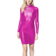 Sexy Mini Bodycon Dress Women Shiny Metallic Long Sleeve Tight Solid Stretchy Dress High Street Sexy Club Short Dress Daily Wear