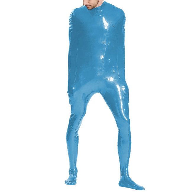 Exotic Sleeveless Bondage Bodysuit Shiny PVC Leather Bodystockings Mens Sexy Jumpsuit Fetish Cosplay Catsuit Novelty Lingerie