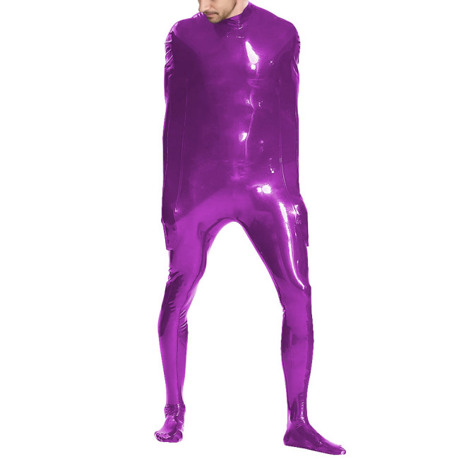 Exotic Sleeveless Bondage Bodysuit Shiny PVC Leather Bodystockings Mens Sexy Jumpsuit Fetish Cosplay Catsuit Novelty Lingerie