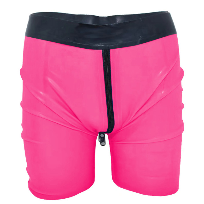 Gothic Zipper Open Crotch Mens Shorts PVC Leather High Waist Sexy Lingerie Tight Casual Shorts Men Outdoor Gym Shorts Plus Size
