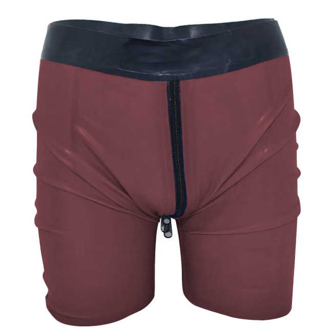 Gothic Zipper Open Crotch Mens Shorts PVC Leather High Waist Sexy Lingerie Tight Casual Shorts Men Outdoor Gym Shorts Plus Size