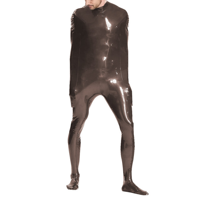 Exotic Sleeveless Bondage Bodysuit Shiny PVC Leather Bodystockings Mens Sexy Jumpsuit Fetish Cosplay Catsuit Novelty Lingerie