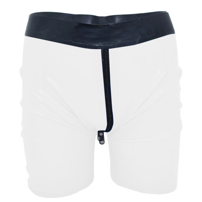 Gothic Zipper Open Crotch Mens Shorts PVC Leather High Waist Sexy Lingerie Tight Casual Shorts Men Outdoor Gym Shorts Plus Size