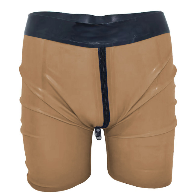 Gothic Zipper Open Crotch Mens Shorts PVC Leather High Waist Sexy Lingerie Tight Casual Shorts Men Outdoor Gym Shorts Plus Size
