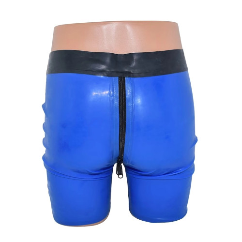 Gothic Zipper Open Crotch Mens Shorts PVC Leather High Waist Sexy Lingerie Tight Casual Shorts Men Outdoor Gym Shorts Plus Size