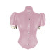 Turtleneck PVC Leather Slim Fit Blouse Women Puff Short Sleeve Single-breasted Tight Solid Faux Latex Shirt Office Lady Tops