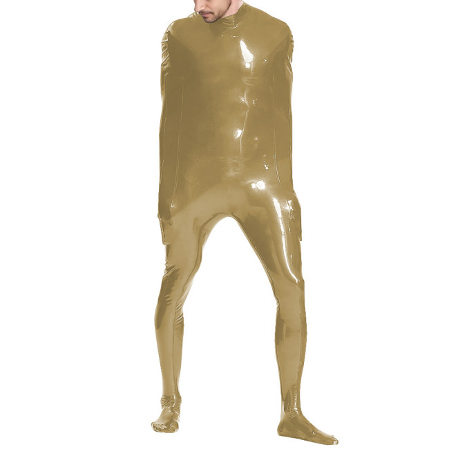 Exotic Sleeveless Bondage Bodysuit Shiny PVC Leather Bodystockings Mens Sexy Jumpsuit Fetish Cosplay Catsuit Novelty Lingerie