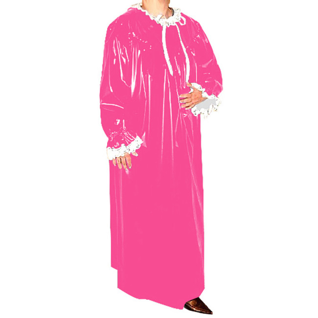 Puff Long Sleeve Loose Maxi Dresses for Women Elegance Party Casual Vestido Robe Fantasy Chic Wetlook Faux Latex Dress Female