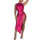 Sleeveless Holographic Laser Slim Bodycon Dress Women High Slit Shiny Club Hot Sexy Girl Hip Wrap Dress Evening Cocktail Gown