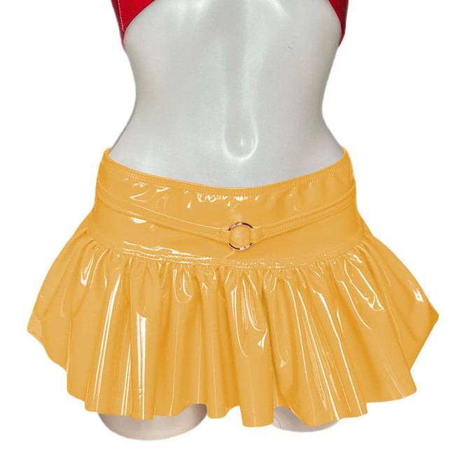 Faux Leather Skirts for Women Sexy Girl Club Mini Skirt Shiny High Waist A-line Pleated Skirt Festival Revelry PVC Leather Skirt