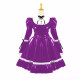 Turtleneck PVC Leather Maid Cosplay Lingerie Puff Long Sleeve Sweet Bow Splice White Lolita Dress Kawaii Waitress Maid Outfit