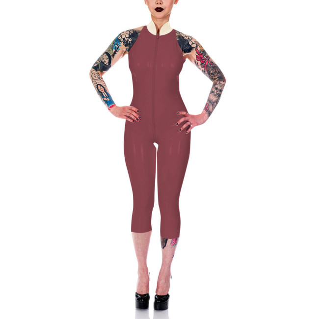 Sexy Jumpsuits for Women New Stand Collar Sleeveless Bodycon Rompers Fashion Over Knee-length Streetwear Casual Overall Female