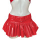 Faux Leather Skirts for Women Sexy Girl Club Mini Skirt Shiny High Waist A-line Pleated Skirt Festival Revelry PVC Leather Skirt